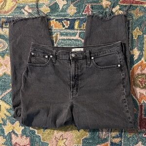 Madewell Charcoal Frayed Hem Perfect Straight Denim Size 31